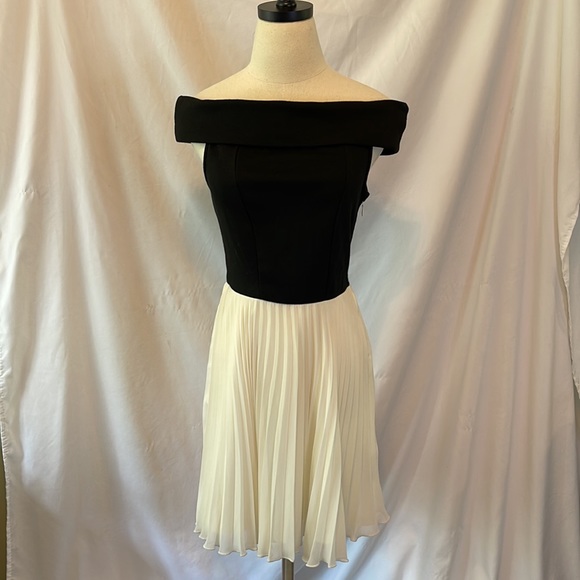 ASOS Cowl Black and White Pleated Party Dress - Picture 2 of 6